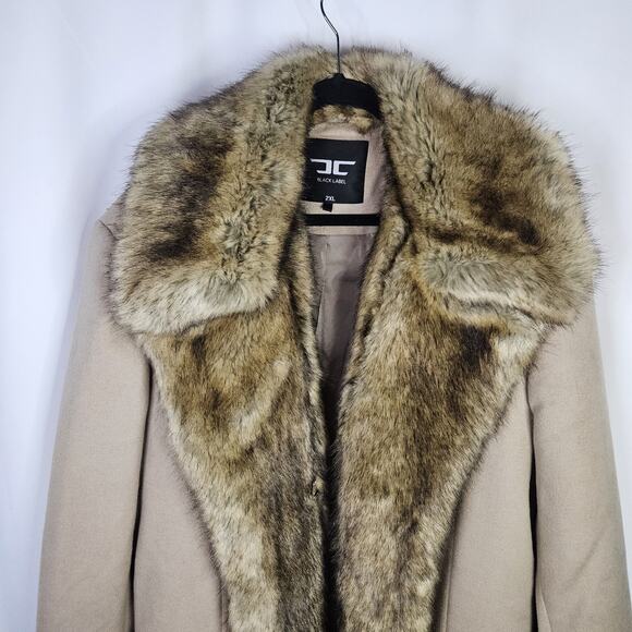 Jordan Craig Black Label Tan Long Faux Fur Trim Wool Blend Coat Womens Plus 2X - Picture 2 of 9